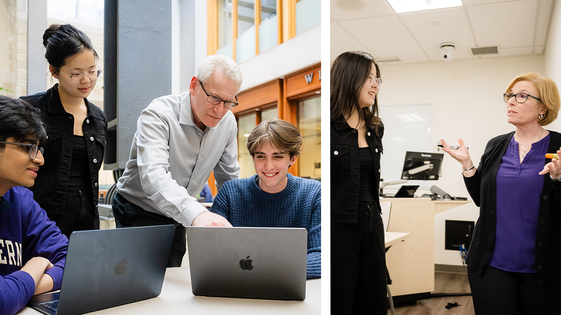 Bruce Ankenman and Jill Wilson interacting with students